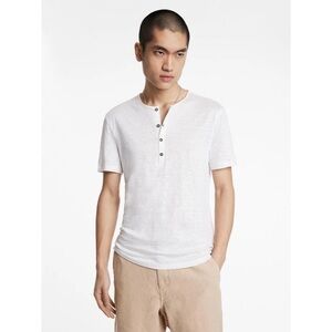 John Varvatos White Linen Bleeker Henley Tee